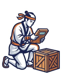 A 飛脚 courier kneeling, illustrating smart routing