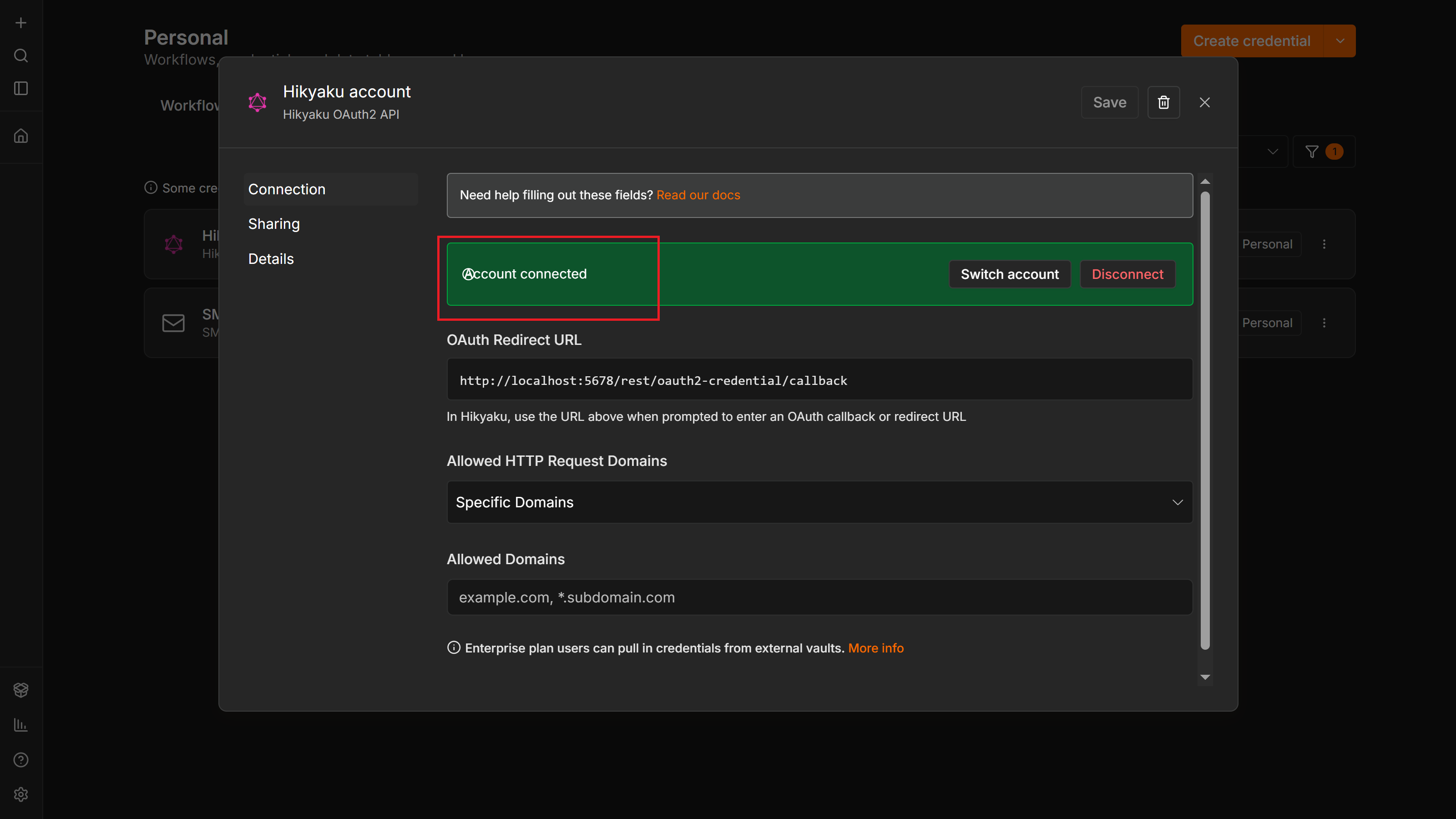 Hikyaku OAuth connected