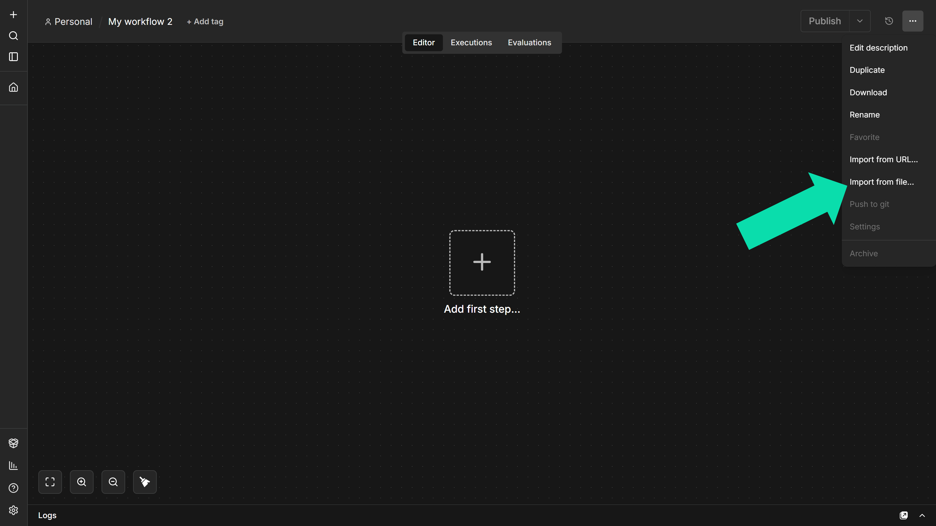Import Workflow Menu