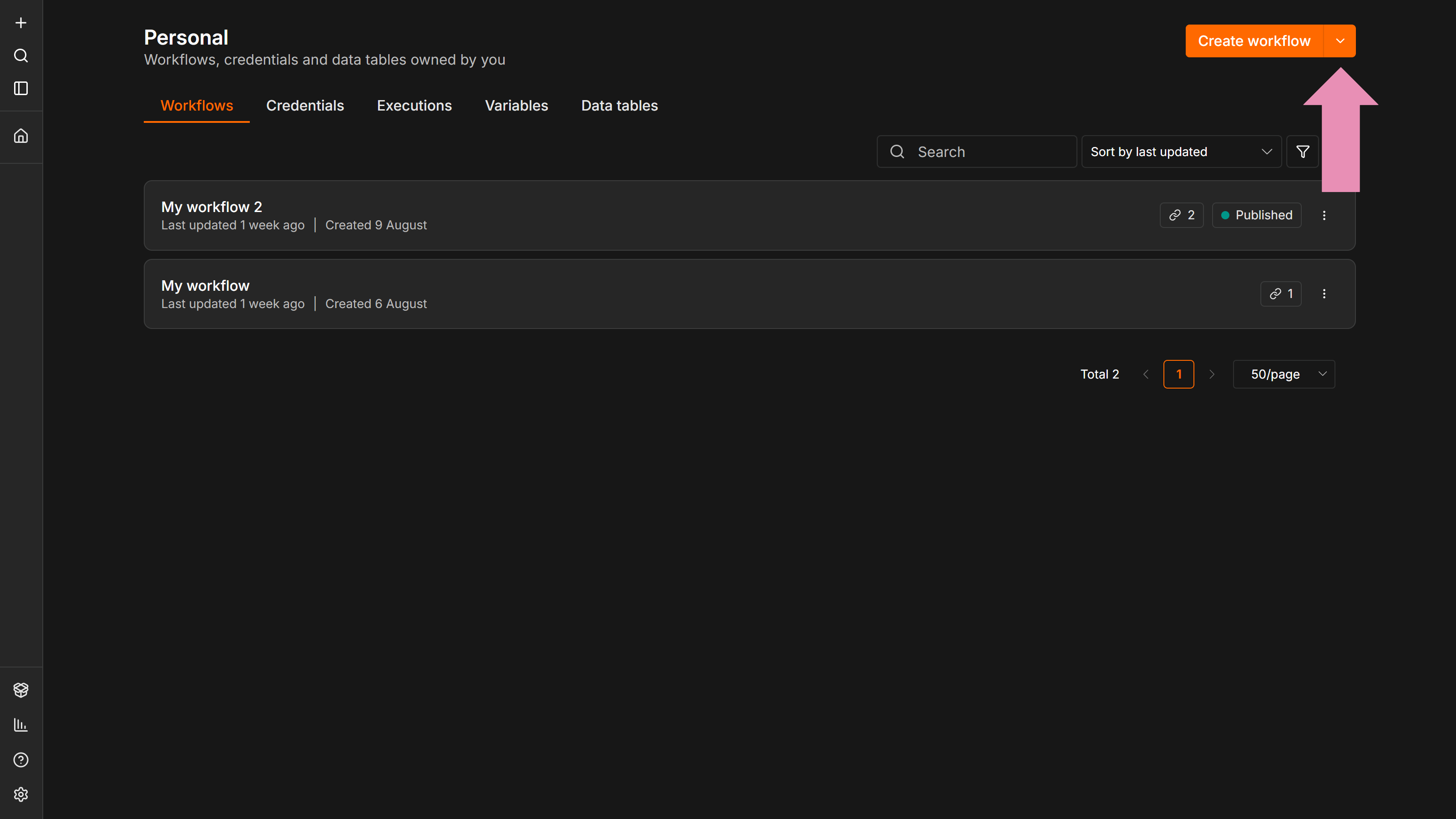 Workflow List Screen